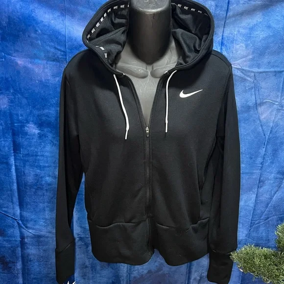 Nike dry fit zip up hoodie Black with white swoosh small. - Picture 1 of 4